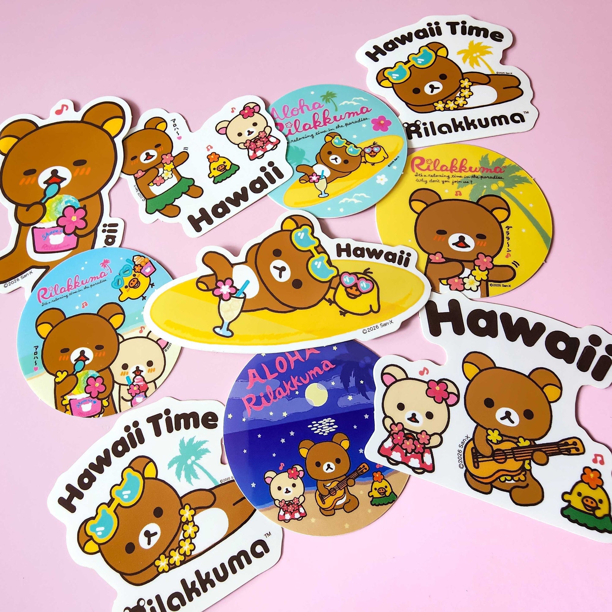Hawaii Time Rilakkuma Large Stickers