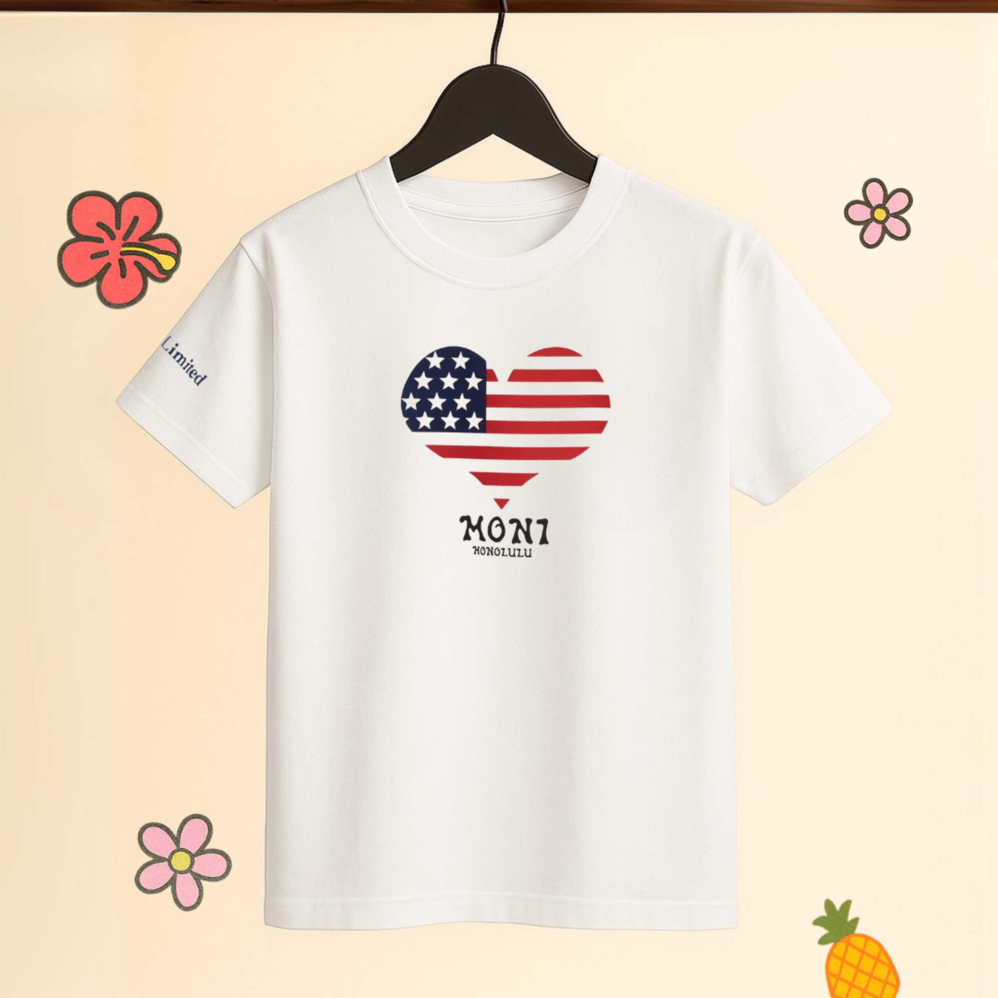 Moni「Heart Flag」ユニセックスTシャツ（大人用）