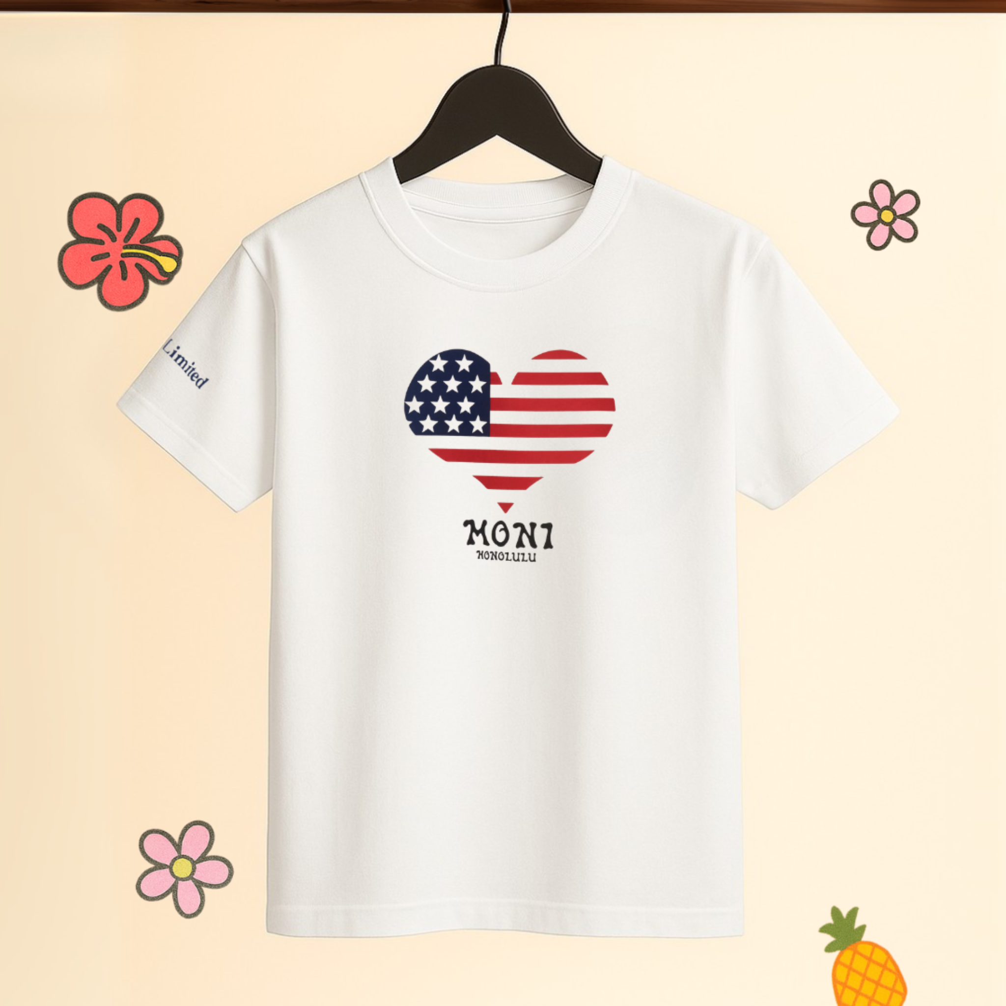 Moni「Heart Flag」ユニセックスTシャツ（大人用）