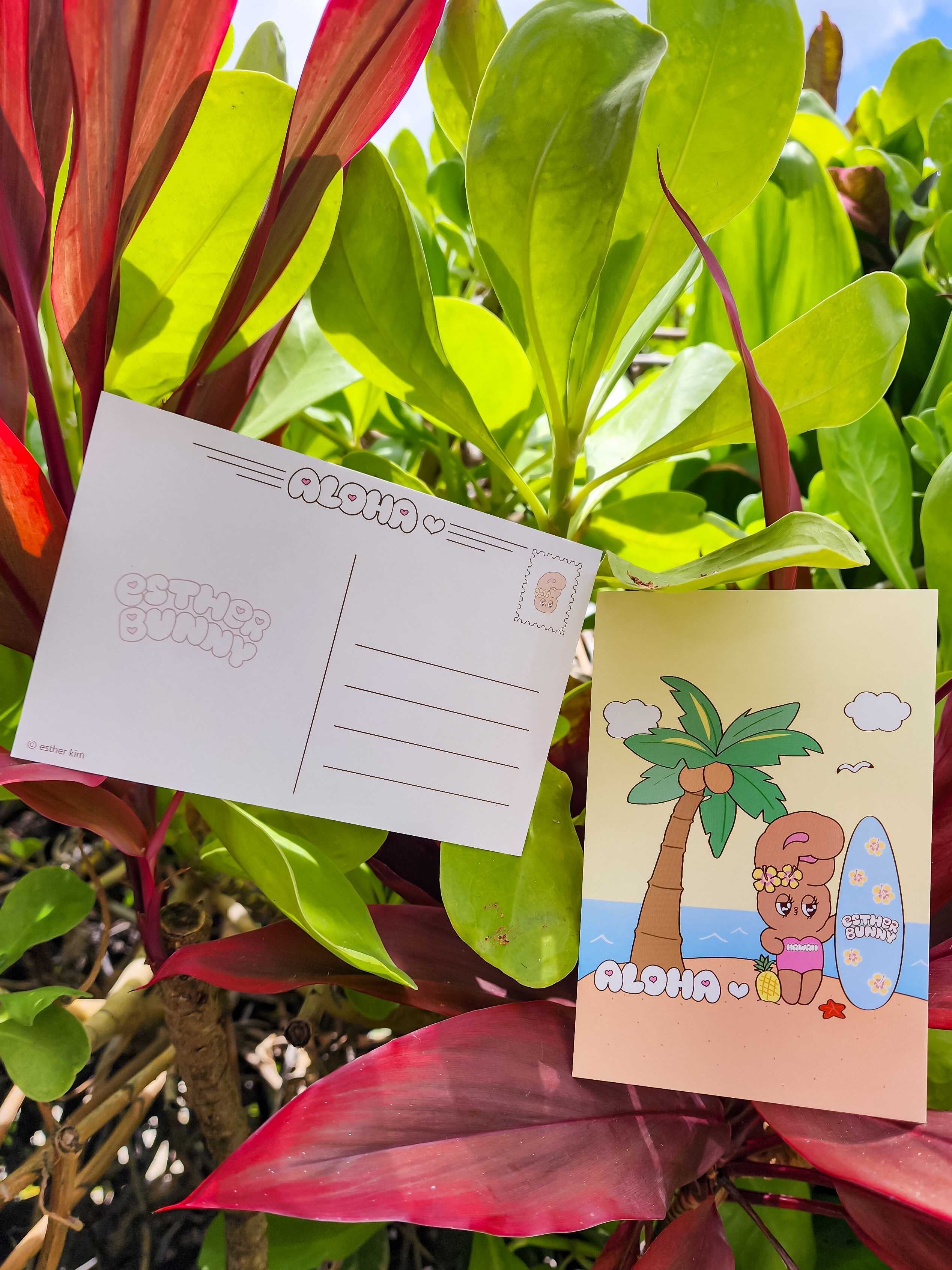 Suntan Esther Bunny Aloha Beach Postcard