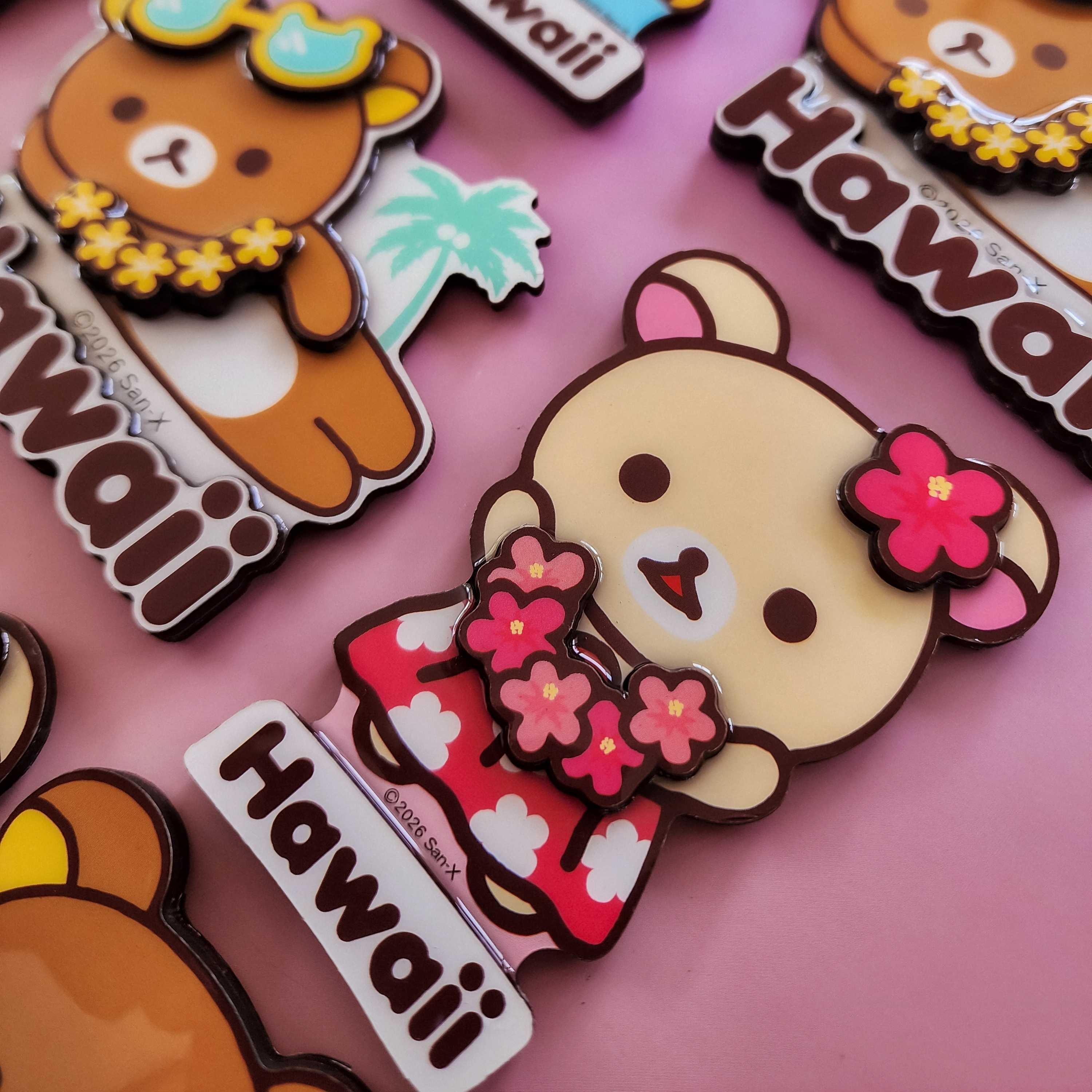 Hawaii Time Rilakkuma Wooden Magnets