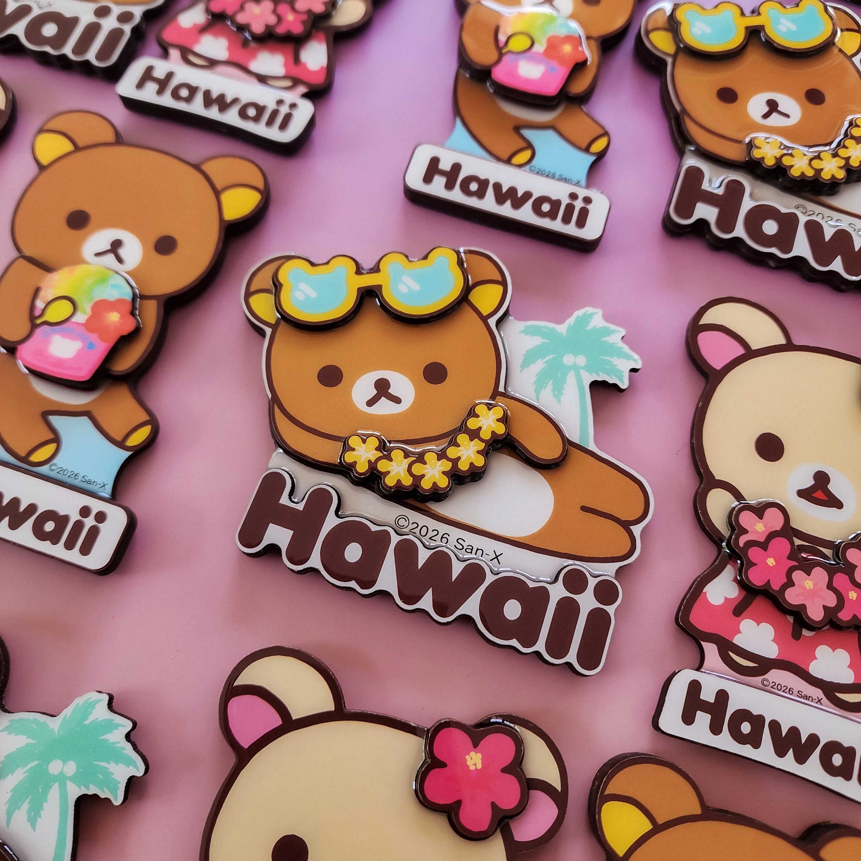 Hawaii Time Rilakkuma Wooden Magnets