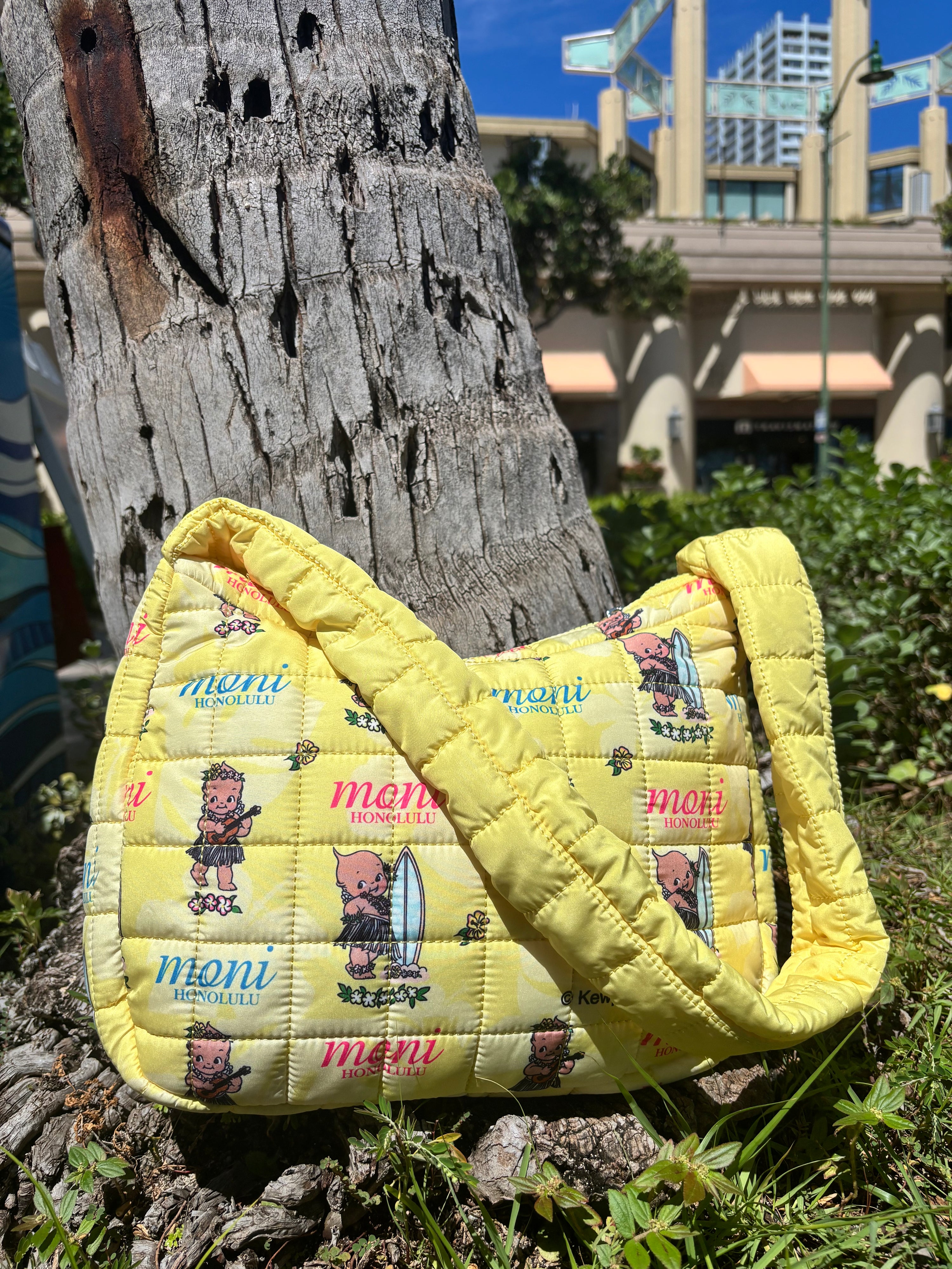 Aloha Kewpie Yellow Puffy Tote Bag