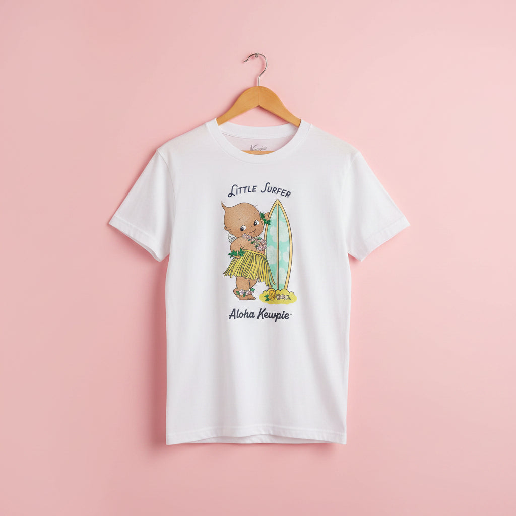 Aloha Kewpie Little Surfer White Adult Shirt