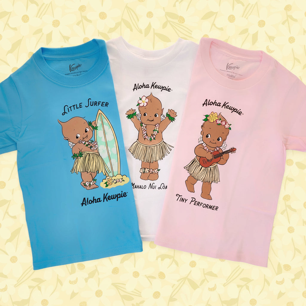 Aloha Kewpie Little Surfer Blue Kid Shirt